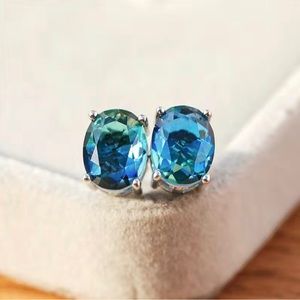 Oval Zircon Blue/Green Earrings